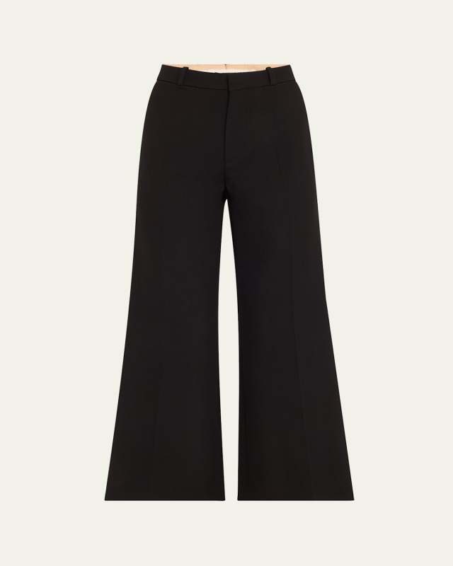 Wool Crepe Flare Ankle Trousers